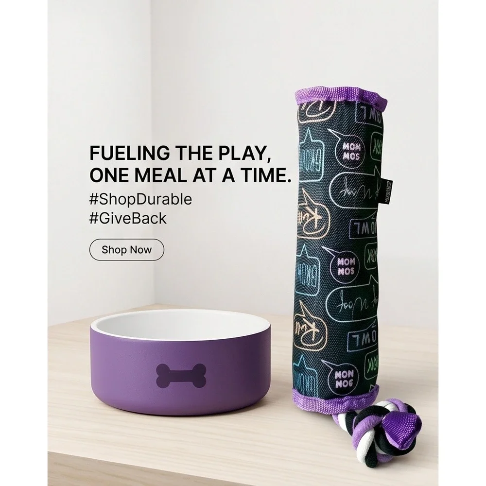 DOG for DOG Rope and Squeak Chew Toy Purple Black For Big Dogs NEW DF2970‎